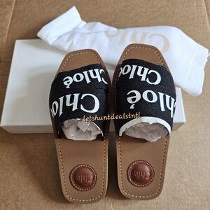 BRAND-NEW Chloe Woody Logo Slide Sandals. Size 35/5